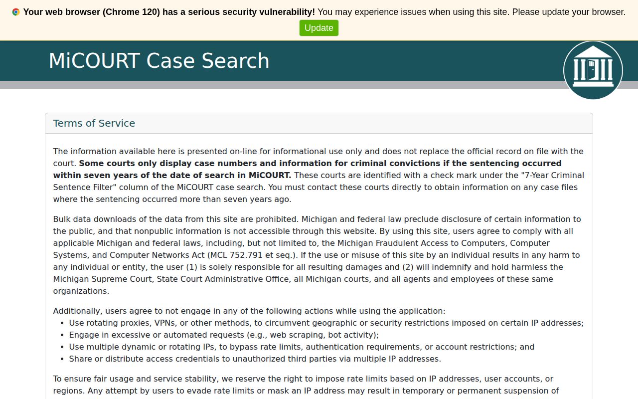 Iron County released inmate court record search fields